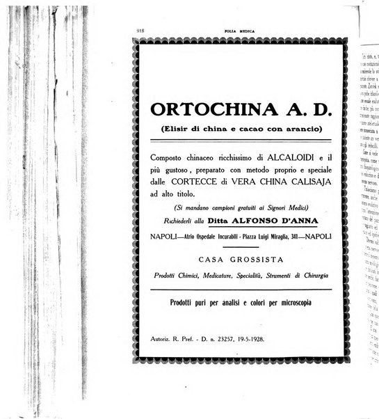 Folia medica periodico trimensile di patologia e clinica medica