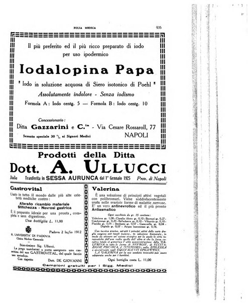 Folia medica periodico trimensile di patologia e clinica medica