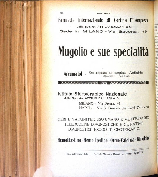 Folia medica periodico trimensile di patologia e clinica medica