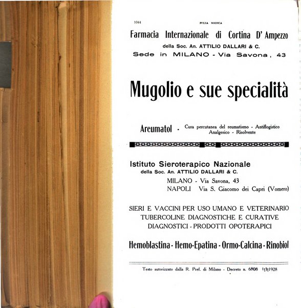 Folia medica periodico trimensile di patologia e clinica medica