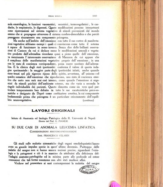 Folia medica periodico trimensile di patologia e clinica medica