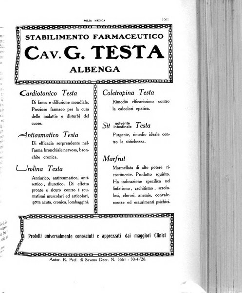 Folia medica periodico trimensile di patologia e clinica medica