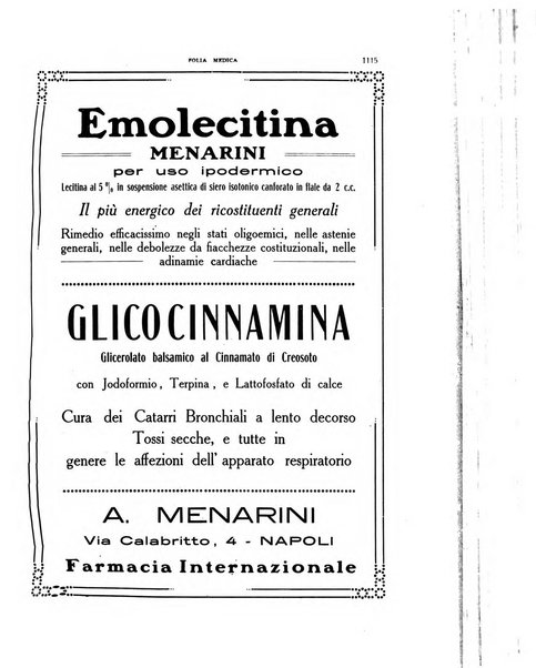 Folia medica periodico trimensile di patologia e clinica medica