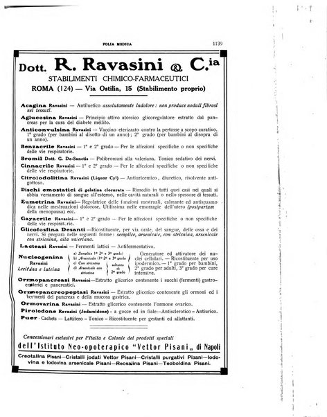 Folia medica periodico trimensile di patologia e clinica medica