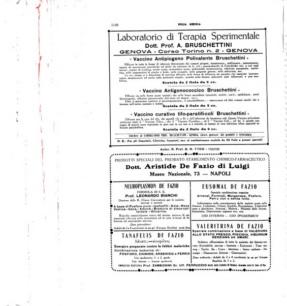 Folia medica periodico trimensile di patologia e clinica medica