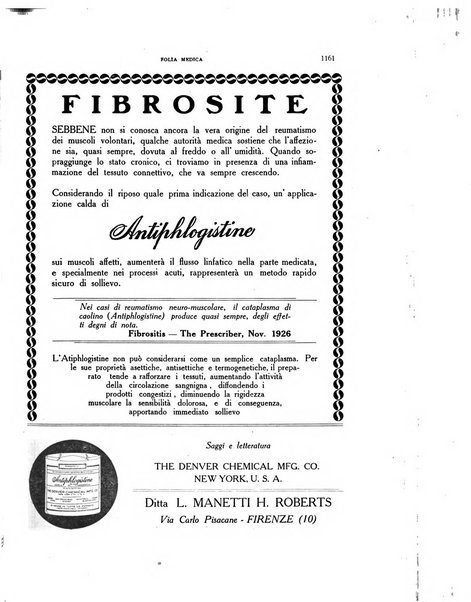 Folia medica periodico trimensile di patologia e clinica medica