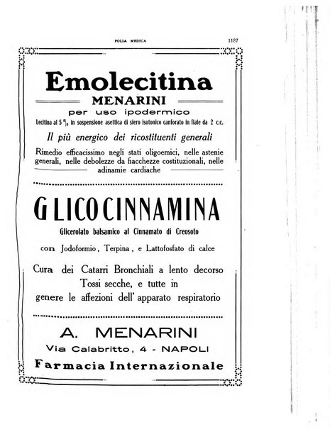 Folia medica periodico trimensile di patologia e clinica medica