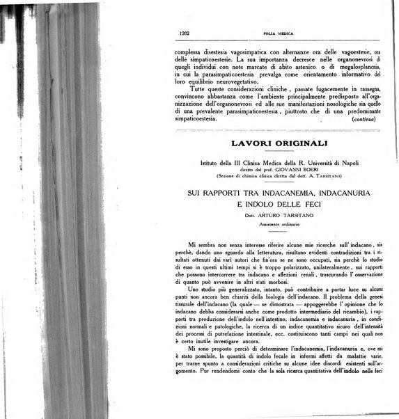 Folia medica periodico trimensile di patologia e clinica medica