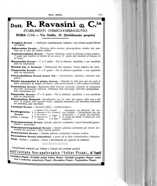 Folia medica periodico trimensile di patologia e clinica medica