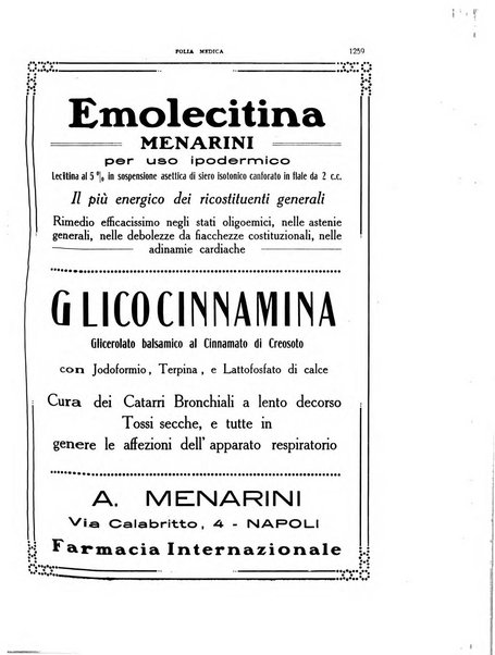 Folia medica periodico trimensile di patologia e clinica medica