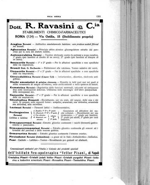 Folia medica periodico trimensile di patologia e clinica medica