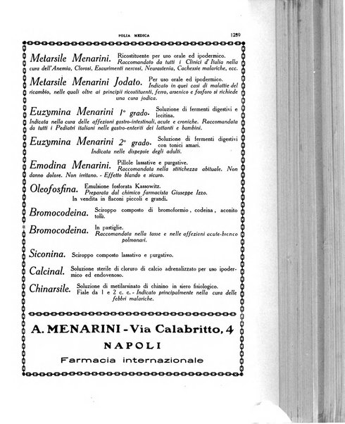 Folia medica periodico trimensile di patologia e clinica medica