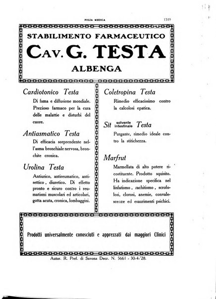 Folia medica periodico trimensile di patologia e clinica medica