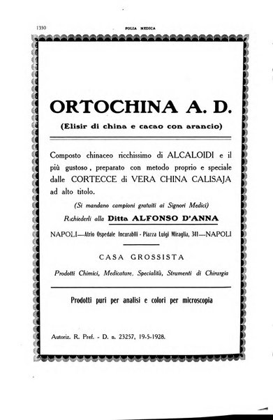 Folia medica periodico trimensile di patologia e clinica medica