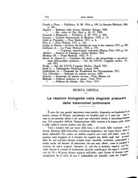 Folia medica periodico trimensile di patologia e clinica medica