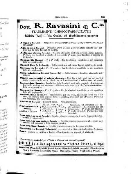 Folia medica periodico trimensile di patologia e clinica medica