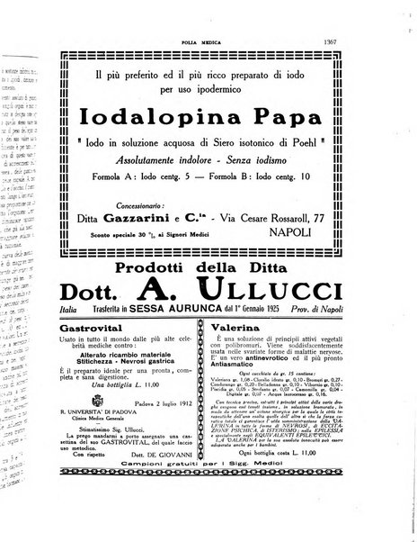 Folia medica periodico trimensile di patologia e clinica medica