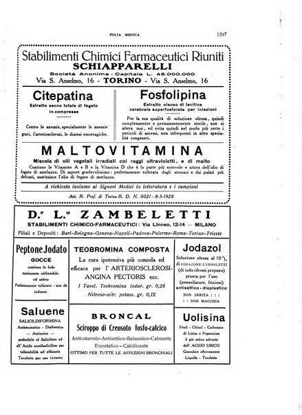 Folia medica periodico trimensile di patologia e clinica medica