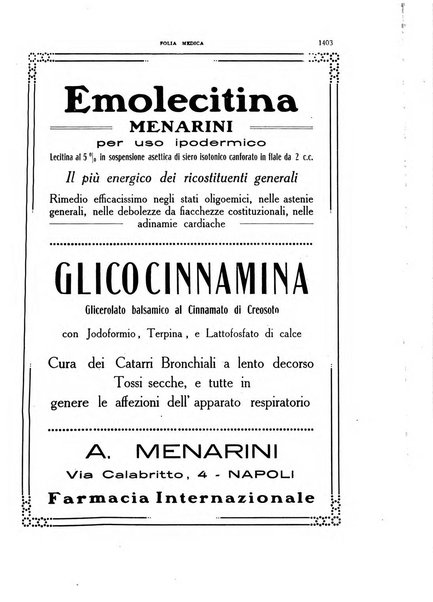 Folia medica periodico trimensile di patologia e clinica medica