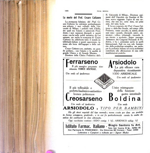 Folia medica periodico trimensile di patologia e clinica medica