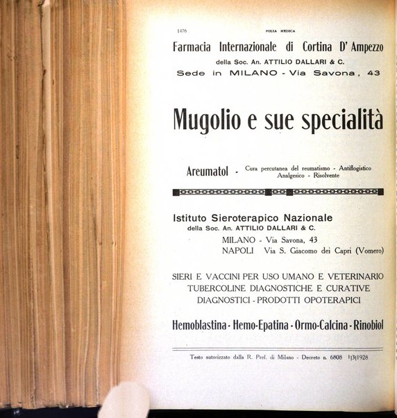 Folia medica periodico trimensile di patologia e clinica medica