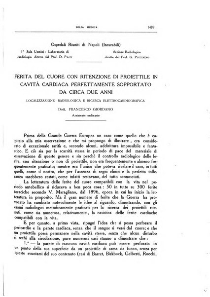 Folia medica periodico trimensile di patologia e clinica medica