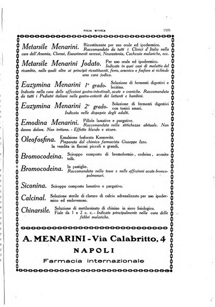 Folia medica periodico trimensile di patologia e clinica medica