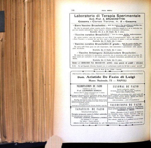 Folia medica periodico trimensile di patologia e clinica medica