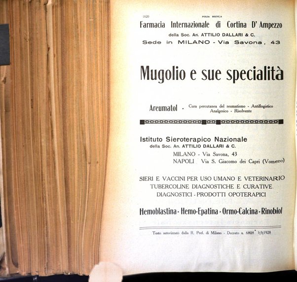 Folia medica periodico trimensile di patologia e clinica medica