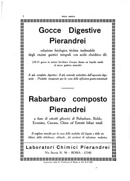 Folia medica periodico trimensile di patologia e clinica medica