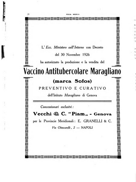 Folia medica periodico trimensile di patologia e clinica medica