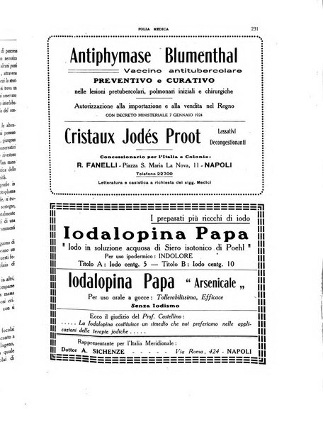 Folia medica periodico trimensile di patologia e clinica medica