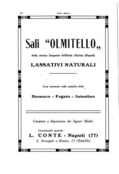 Folia medica periodico trimensile di patologia e clinica medica