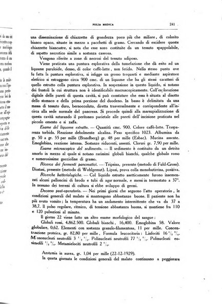 Folia medica periodico trimensile di patologia e clinica medica