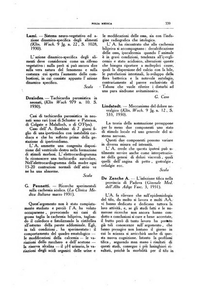 Folia medica periodico trimensile di patologia e clinica medica