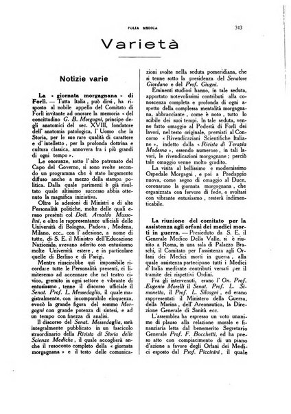 Folia medica periodico trimensile di patologia e clinica medica