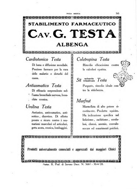 Folia medica periodico trimensile di patologia e clinica medica