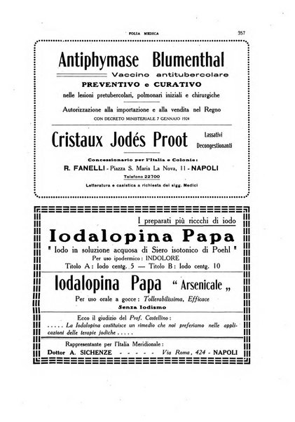 Folia medica periodico trimensile di patologia e clinica medica