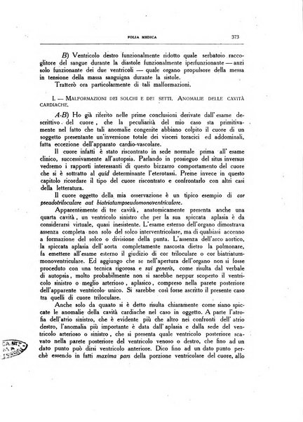 Folia medica periodico trimensile di patologia e clinica medica