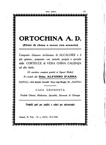 Folia medica periodico trimensile di patologia e clinica medica