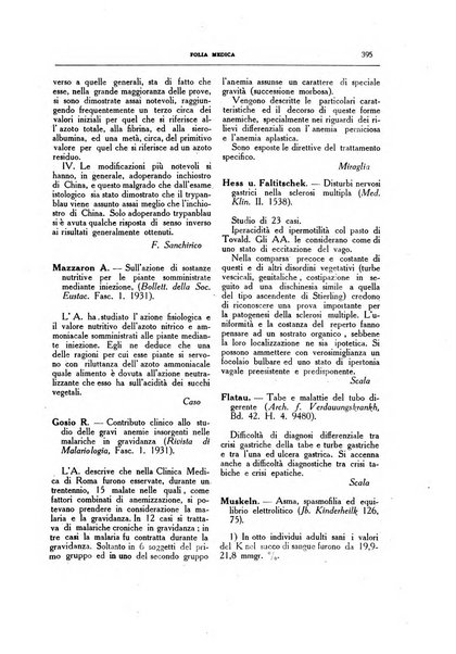 Folia medica periodico trimensile di patologia e clinica medica