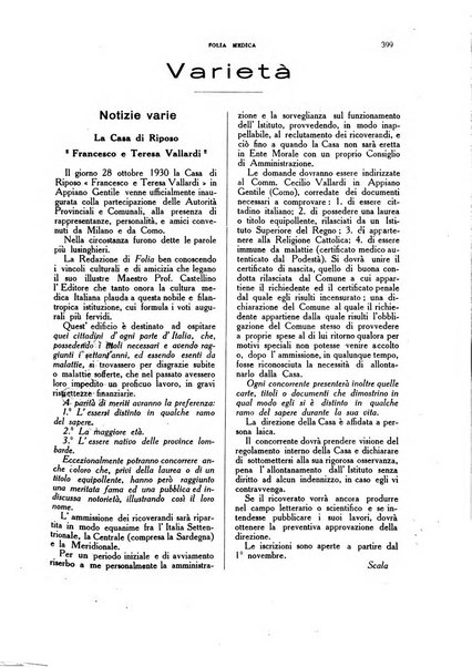 Folia medica periodico trimensile di patologia e clinica medica