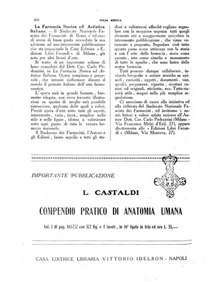 Folia medica periodico trimensile di patologia e clinica medica