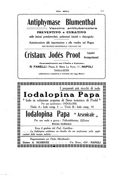 Folia medica periodico trimensile di patologia e clinica medica