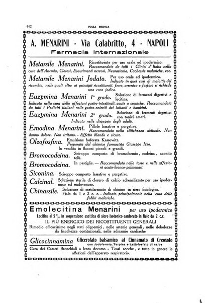 Folia medica periodico trimensile di patologia e clinica medica