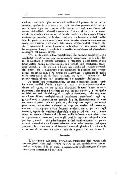 Folia medica periodico trimensile di patologia e clinica medica