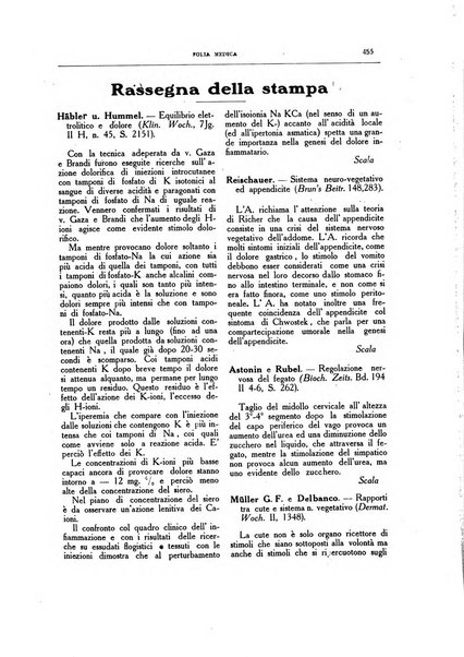 Folia medica periodico trimensile di patologia e clinica medica