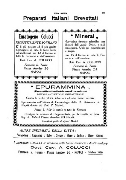 Folia medica periodico trimensile di patologia e clinica medica