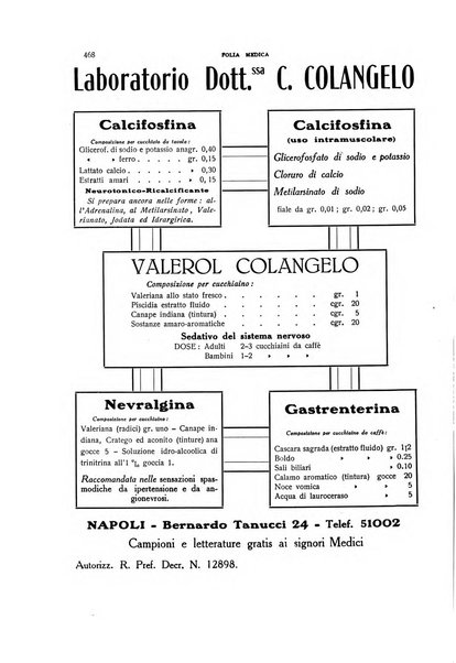 Folia medica periodico trimensile di patologia e clinica medica