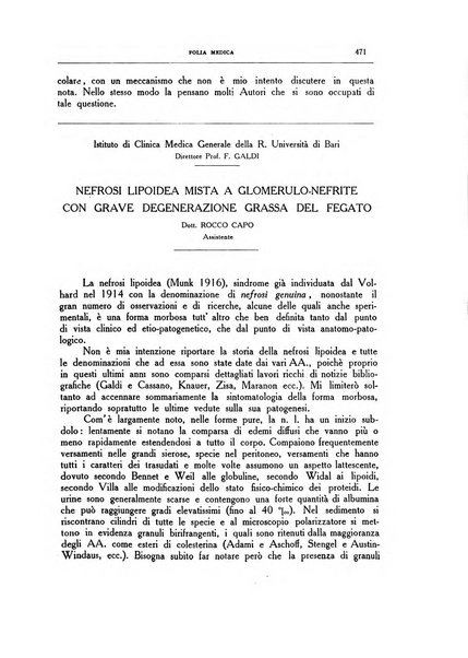 Folia medica periodico trimensile di patologia e clinica medica